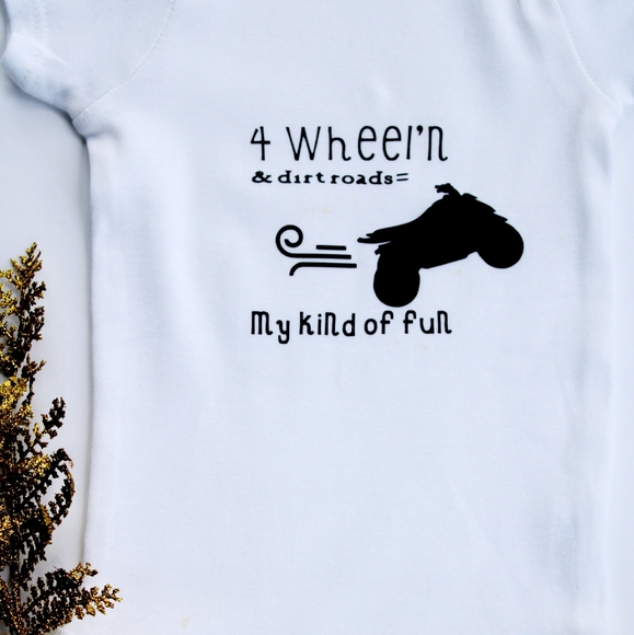 " four wheeling "custom made boy girl onesie - Picture 2 of 2
